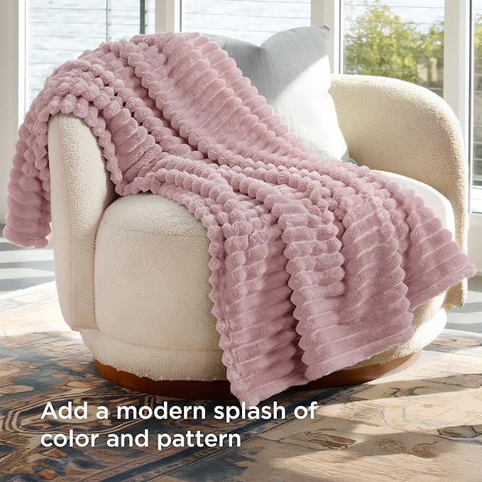 Bedsure GentleSoft Pink Fleece Blanket for Couch - Cozy Soft Blankets for Women, Cute Small Throws for Girls, 60x80 Inches