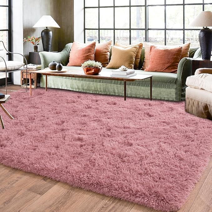 Rugs for Living Room 5x7, Soft Shaggy Modern Shag Area Rug for Bedroom, Upgrade Non-Slip Plush Fluffy Carpet for Kids Boys Girls Room Home Decor Aesthetic, Blush