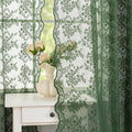 YJ YANJUN Vintage Lace Curtains 63 Inch Length-Victorian Floral Dark Olive Green Sheer Curtains 1 Pair Transparent Voile for Bedroom Kitchen Sunroom Bohemian Christmas Decor Rod Pocket W52 x L63