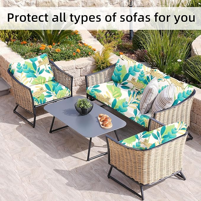 8Pcs Stretch Patio Cushion Covers,Outdoor Couch Covers Replacement,Outdoor Couch & Sofa Slipcovers,for Patio Furniture Cushion Covers,Washable Reusable urniture Protector(Leopard,8PCS)