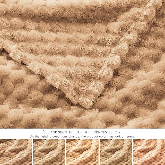 EXQ Home Fleece Blanket Twin Size for Couch or Bed - 3D Imitation Turtle Shell Jacquard Decorative Blankets - Cozy Soft Lightweight Fuzzy Flannel Blanket Suitable for All Seasons(60"×80",Brown)