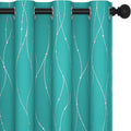 Deconovo Blackout Curtains, Thermal Insulated Soundproof Grommet Drapes, Wave Dots Silver Print, 52 x 63 Inch, Set of 2, Machine Washable Panels for Kitchen Bedroom Living Room Nursery, Turquoise