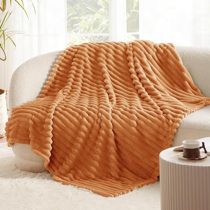 Bedsure GentleSoft Orange Fall Throw Blanket for Couch - Cozy Soft Blankets for Women, Cute Small Fall Throws for Girls, Orange, 50x60 Inches