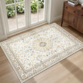 2x3 Area Rugs Living Room Rug: Washable Vintage Boho Rug No Slip Stain Resistant Soft Carpet Indoor Floor Floral Large Carpets for Bedroom Dining Room Farmhouse Nursery Hallway Home Office Beige