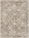 7X9 Area Rugs Machine Washable Rugs for Living Room Bedroom Hallway, Non Slip Indoor Soft Accent Distressed Boho Vintage Print Lightweight Thin Low Pile Carpet (Deep Brown/Gold, 7x9)