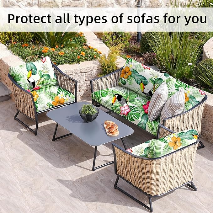 8Pcs Stretch Patio Cushion Covers,Outdoor Couch Covers Replacement,Outdoor Couch & Sofa Slipcovers,for Patio Furniture Cushion Covers,Washable Reusable urniture Protector(Pelican,8PCS)