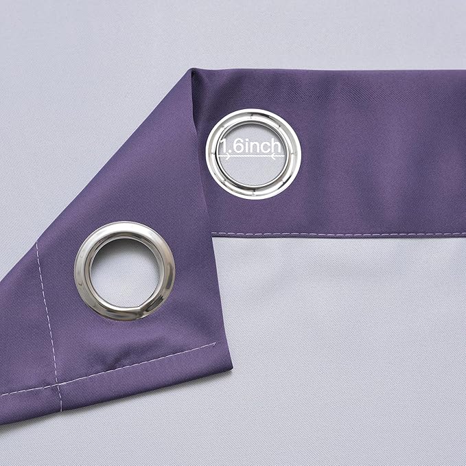 Yakamok Greyish White and Lavender Purple Ombre Curtains,Light Blocking Curtains,Room Darkening Grommet Window Drapes for Bedroom(Lavender Purple,52x84 Inch,2 Panels)