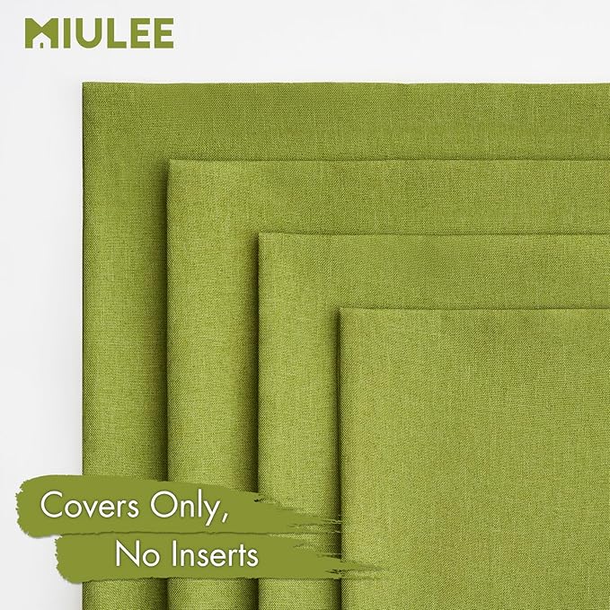 MIULEE Pack of 4 Decorative Outdoor Throw Pillow Covers Linen Waterproof Pillow Covers Spring Farmhouse Cushion Cases for Patio Garden Tent Balcony Couch Sofa 18x18 inch Moss Green