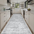 4x10 Wide Hallway Runner Rug: Washable Soft Rug Runners for Living Room Bedroom Ktichen, Stain Resistant Low Pile Area Rugs Non Slip Floor Carpet (Grey, 4x10)