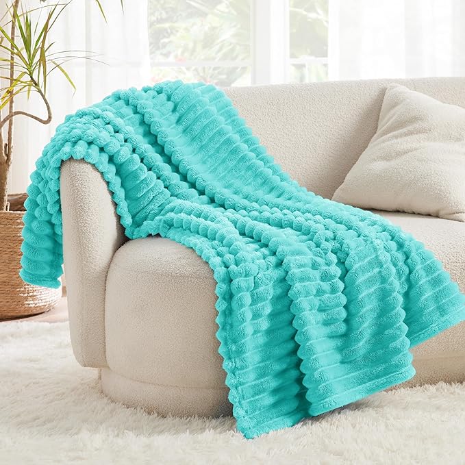 Bedsure GentleSoft Blue Fog Fleece Blanket for Couch - Cozy Soft Blankets for Women, Cute Small Throws for Girls, 50x60 Inches