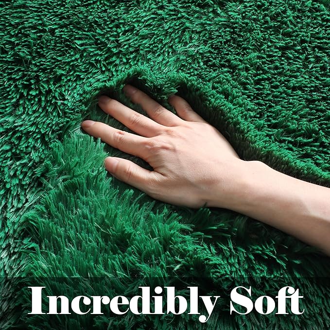 ONASAR Dark Green Area Rugs for Living Room Bedroom, 5x8 Fluffy Shaggy Large Rug, Indoor Ultra Soft Plush Floor Carpets for Kids Boys Girls Teen Dorm Nursery Playroom Home Decor Aesthetic