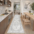 Madane Runner Rug 2x8, Washable Hallway Runner Rugs, Non-Slip Low-Pile Soft Kitchen Rug Runner Laundry Room Rug, Vintage Throw Entry Foyer Mat for Entrance Living Room (Grey, 2 x 8)