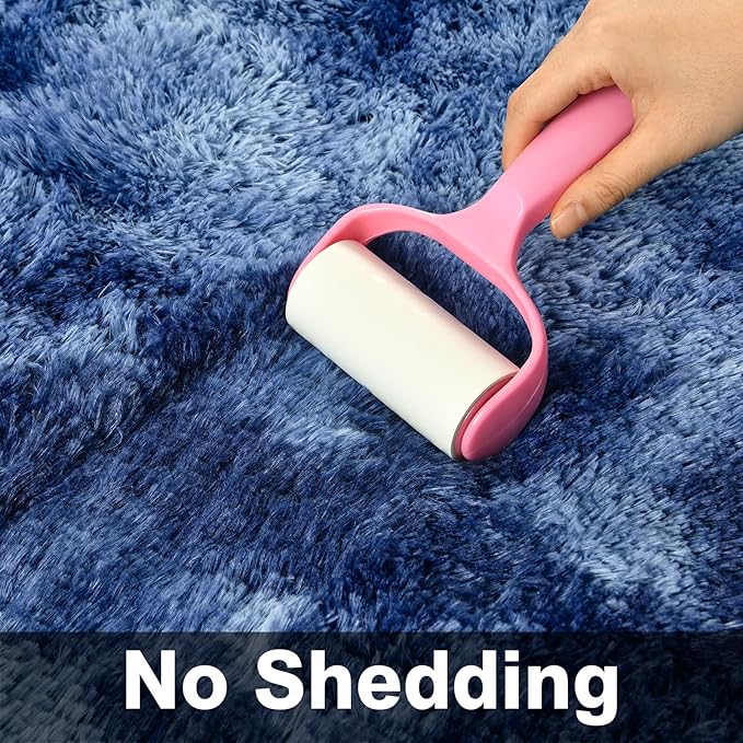 Deerhoo Large Shag Area Rugs 6 x 9, Plush Fuzzy Rugs for Living Room, Ultra Soft Fluffy Furry Rug for Bedroom, Indoor Carpet Nursery Rugs for Kids Room Home Decor, Tie-Dyed Navy Blue