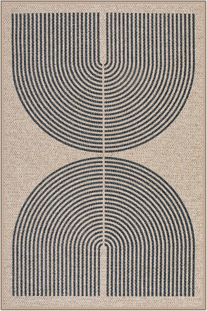 Lahome Enfys Rainbow Easy Jute Rug, 2x3 Farmhouse Kitchen Rugs Non Slip Washable Entryway Rug, Neutral Non Slip Non Shedding Low Pile Indoor Outdoor Door Mats for Porch Foyer