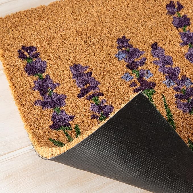Now Designs Lavender Doormat, W18 x L30in, Durable Outdoor Welcome Mat
