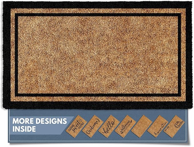 Barnyard Designs Doormat Welcome Mat for Outdoors, Large Front Door Entrance Mat, Brown (Border, 30x17)