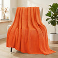 Whale Flotilla Extra Large Fuzzy Fleece Throw Blanket for Couch, 50x70 Inch Fluffy Warm Soft Jacquard Blankets for All Season, Lightweight and Cozy, Burnt Orange