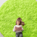 OLANLY Lime Green Round Rugs for Bedroom - Machine Washable, 8 ft Circle Area Rugs for Living Room, Soft and Fluffy Shaggy Carpet for Teen Girl and Boys, Nursery Rooms, Dorms, Home Decor Aesthetic
