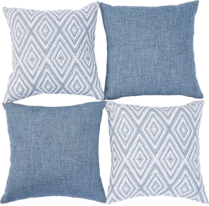 HPUK Decorative Throw Pillow Covers Set of 4 Couch Pillows Accent Cushion Cover for Couch Sofa Living Room, 20"x20" inches, Blue