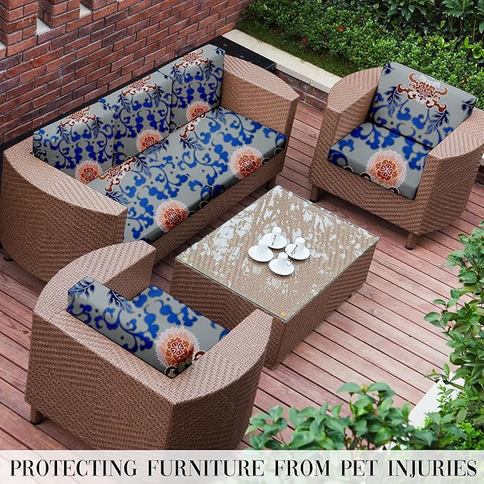 Outdoor Cushion Covers Set,8PCS Patio Furniture Couch Seat Slipcovers, Replacement for Sofa Sectional Chair(Cover，Only)