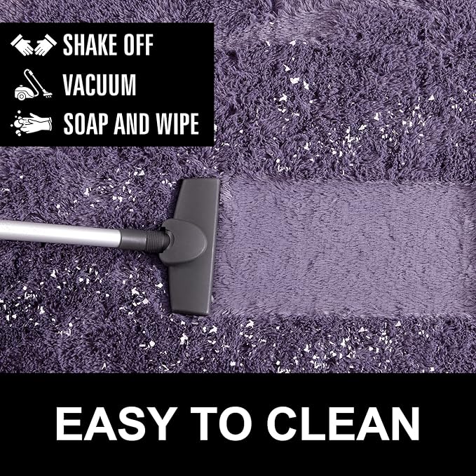 LOCHAS Ultra Soft Indoor Modern Area Rugs Fluffy Living Room Carpets for Children Bedroom Home Decor Nursery Rug 4x5.3 Feet,Grey Purple