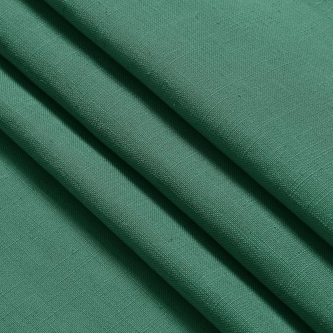 Dark Green Linen Curtains for Living Room 63 Inches Long 2 Panel Set Light Filtering Linen Drapes for Kitchen Windows Rod Pocket Back Tab Short See Through Curtain Country Farmhouse Decor 52x63