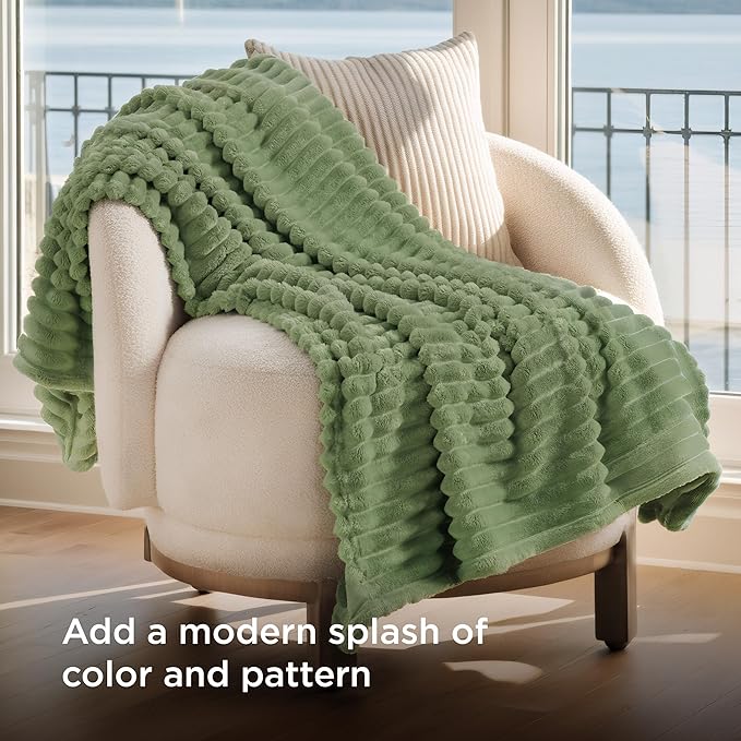 Bedsure GentleSoft Christmas Throw Blanket for Couch - Cozy Soft Blankets for Women, Cute Small Fleece Christmas Throws Gifts for Teens Girls Room Home Decor, Reseda, 50x60 Inches