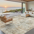 Abstract Rug 8x10 Large Living Room Rugs Neutral Modern Washable Area Rugs for Bedroom Dining Room Non-Slip Stain Resistant Foldable Thin Rug Brown Grey