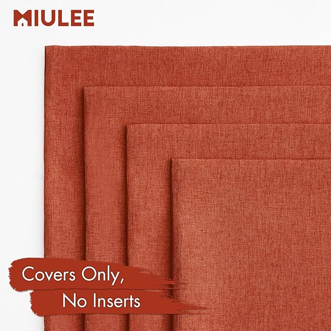 MIULEE Pack of 4 Decorative Burnt Orange Throw Pillow Covers Linen Waterproof Pillow Covers Outdoor Farmhouse Cushion Cases for Patio Garden Tent Balcony Couch Sofa 18x18 inch