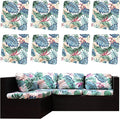 8Pcs Outdoor Cushion Covers, Patio Cushion Covers,Stretch Elastic Slipcovers, Replacement Washable & Reusable Furniture Protector for Patio Couch(Tropical Style,Cover Only)