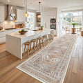 Runner Rug 2x10, Ultra-Thin Kitchen Rugs Non Slip Washable Rugs for Entryway Rug, Kitchen Runner Low Pile Vintage Soft Carpets for Living Room, Bathroom Bedroom (Orange,2'x10')