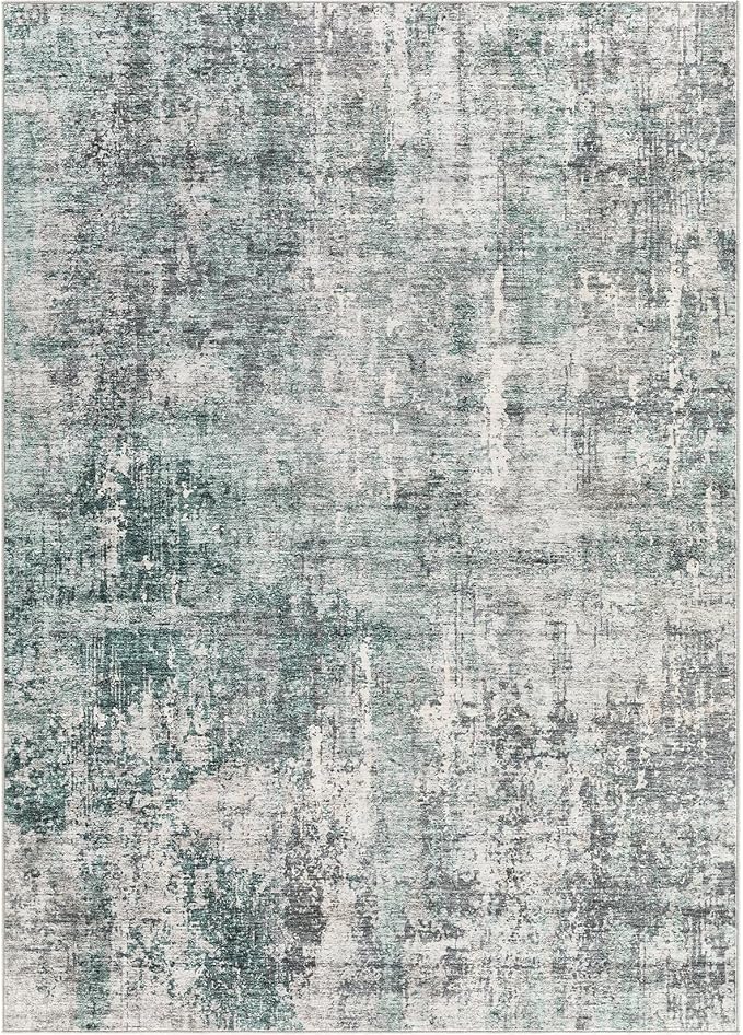 UERMEI 10x12 Area Rug Living Room Rugs - Washable Neutral Modern Abstract Soft Thin Large Rug Indoor Floor No Slip Rug Carpet for Bedroom Under Dining Table Home Office Decor - Green/Grey