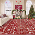 Christmas Rug 8x10 Washable Rugs, Boho Christmas Tree Snowflake Rug Non-Slip Soft Low Pile Non Shedding Indoor Holiday Carpet for Living Room Bedroom Dining Room Home Office (XmasRed, 8'x10')