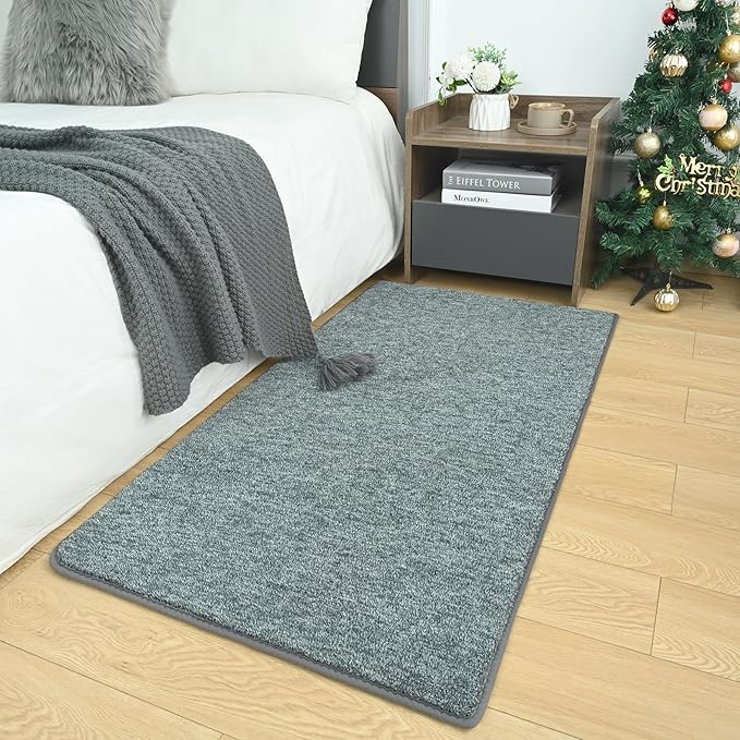 AROGAN Small Washable Area Rugs for Bedroom, 2×4 Runner Rug with Memory Foam for Hallway, Non Slip Fluffy Carpet Indoor Rug Runner for Kitchen, Bedside, Entryway Bathroom Home Decor, Grey
