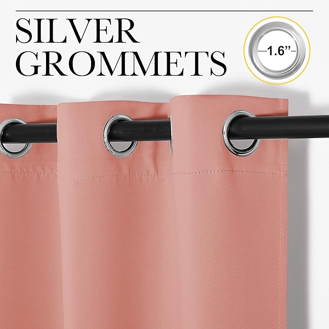 NICETOWN Coral Room Darkening Curtain Drapes - Window Treatment Light Blocking Privacy Curtain Panels for Home Decoration (Set of 2, 42 inches by 95-inch)