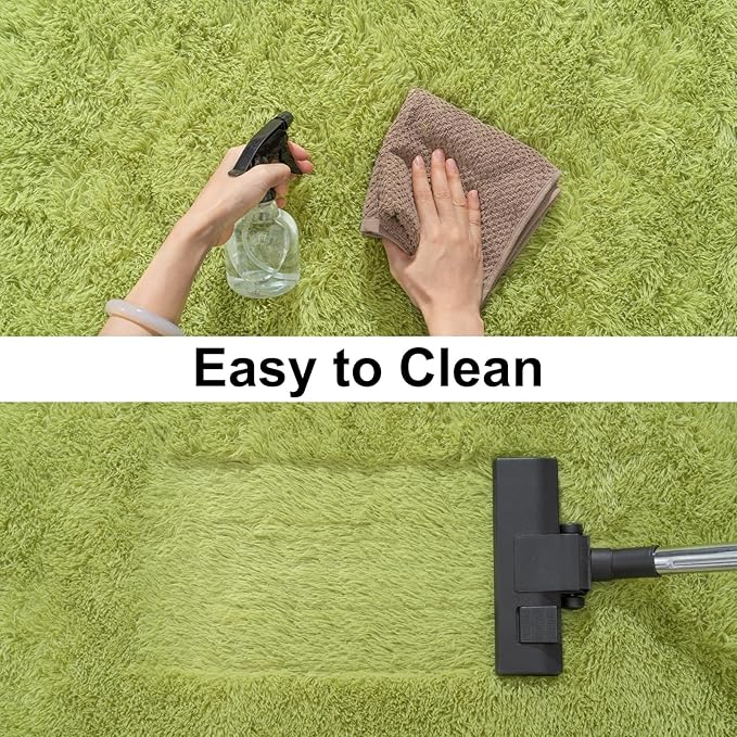 Soft Runner Rugs for Bedroom Hallways, 2x4 Grass Green Fluffy Shag Throw Area Rug Non Slip for Bedside Dorm, Long Shaggy Furry Carpet for Nursery Living Room