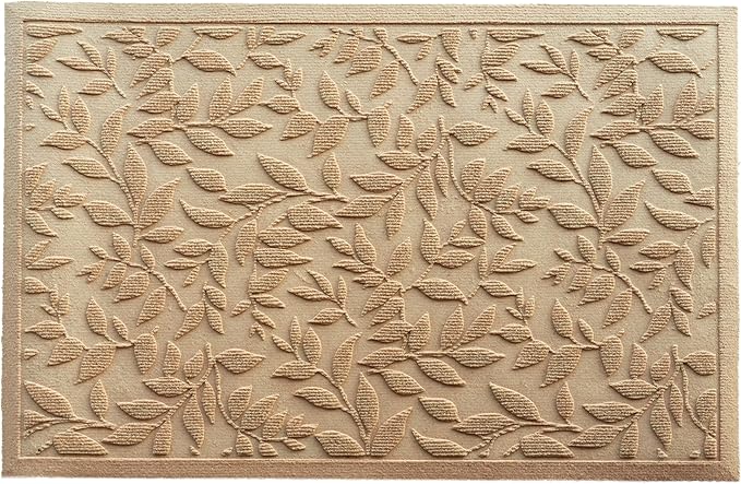 Beige Leaves Outdoor Indoor Entrance Doormats, Absorbent Durable Heavy Duty Welcome Front Door Mat,Thick Natural Rubber Back,Easy Clean Entryway Mat 23x35 Inch, Low Profile