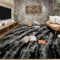 Tepook Area Rugs 9x12 for Living Room, Super Soft Fluffy Rugs for Bedroom, Modern Shaggy Rug Fuzzy Carpets for Kids, Plush Indoor Nursery Home Decor Rug with Non-Slip Bottom, Black Grey