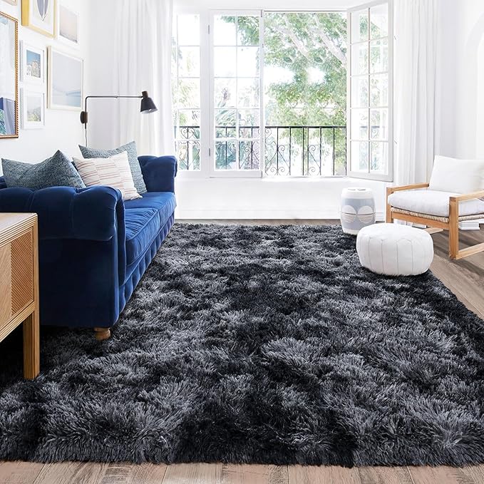 Rugs for Living Room 5x7, Soft Shaggy Modern Shag Area Rug for Bedroom, Upgrade Non-Slip Plush Fluffy Carpet for Kids Boys Girls Room Home Decor Aesthetic, Dark Grey