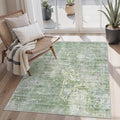 Soalmost Area Rugs 4x6 for Living Room, Vintage Washable Rugs for Dining Room, Kitchen, Non-Slip Area Rug Green Ivory