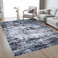 4x6 Area Rug Living Room Rug: Washable Modern Abstract Soft Thin Rug Indoor Floor No Slip Stain Resistant Carpet for Bedroom Dining Room Farmhouse Nursery Home Office - Black