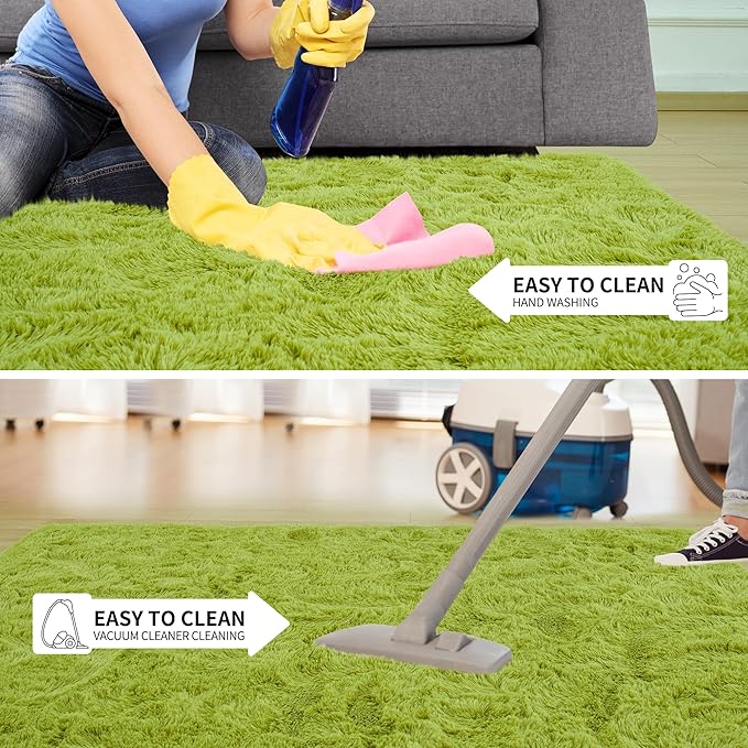 Tepook Area Rugs 9x12 for Living Room, Super Soft Fluffy Rugs for Bedroom, Modern Shaggy Rug Fuzzy Carpets for Kids, Plush Indoor Nursery Home Decor Rug with Non-Slip Bottom, Grass Green