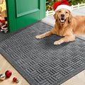 Mibao Front Door Mat Indoor Outdoor Entrance, Dirt Trapping Waterproof All-Season, All-Weather Doormat, Non-Slip Durable Natural Rubber Low Profile Easy Clean Patio Entrance Mat, 36" x 24", Grey