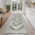 Madane Hallway Runner Rug 3x6 - Washable Kitchen Rugs Entryway Rug Runner Vintage Soft Floor Mat Non Slip Indoor Farmhouse Carpet for Bathroom Living Room Bedroom (3 X 6, Black)