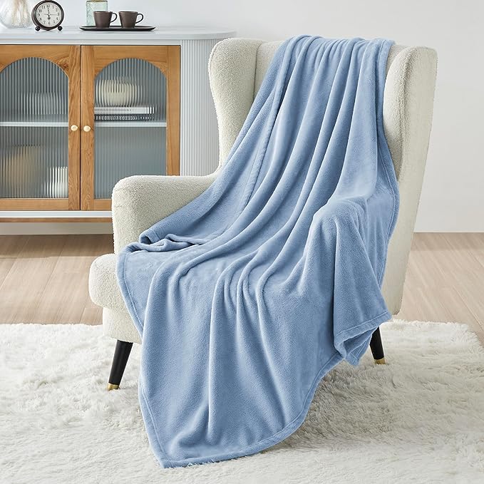 Bedsure Fleece Throw Blanket for Couch Light Blue - Lightweight Plush Fuzzy Cozy Soft Blankets and Throws for Sofa, 50x70 inches