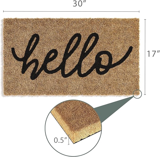 Barnyard Designs Doormat Welcome Mat for Outdoors, Large Front Door Entrance Mat, Brown (Hello, 30x17)