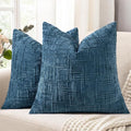 decorUhome Navy Blue Chenille Throw Pillow Covers 20x20 Set of 2 Textured Soft Cozy Slubby Couch Pillow Covers Modern Farmhouse Boho Decorative Pillow Cases for Bed Sofa Living Room