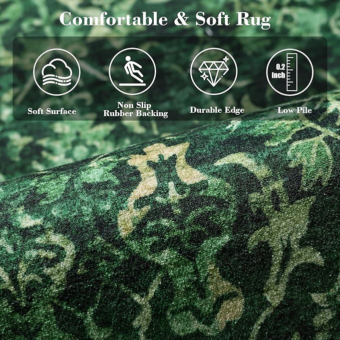 Area Rug 10x12 Polyester with Distressed Floral Pattern