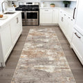 3x6 Washable Kitchen Runner Rug: Modern Abstract Runners for Hallway Soft Non Slip Rugs with Rubber Backing Low Pile Thin Floor Carpet for Entryway Bedroom Bathroom Bedside Indoor(Brown/Brick,3x6)
