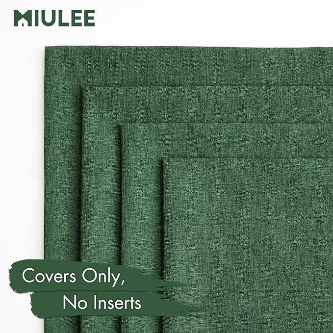 MIULEE Pack of 4 Decorative Solid Waterproof Throw Pillow Covers Linen Garden Farmhouse Cushion Cases for Outdoor Patio Tent Balcony Couch Sofa 16x16 inch Dark Green